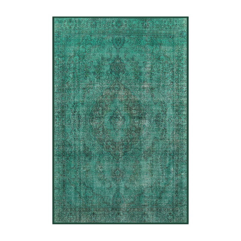 Tapis vert de style oriental, Rectangle 8 pi x 10 pi