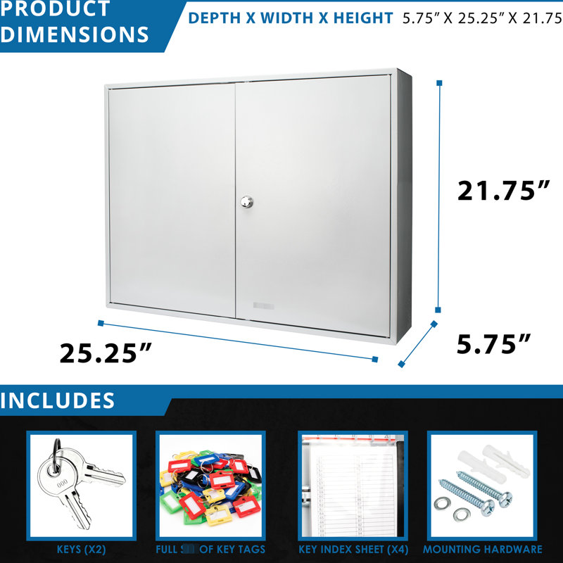 Armoire de rangement réglable 400 avec fixation murale - serrure à clé, acier gris, étiquettes colorées pour une gestion efficace et assemblage des serrures