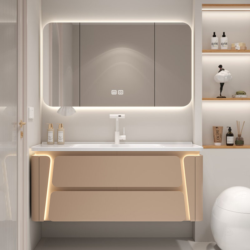 Armoire de salle de bain moderne et simple, Marron clair