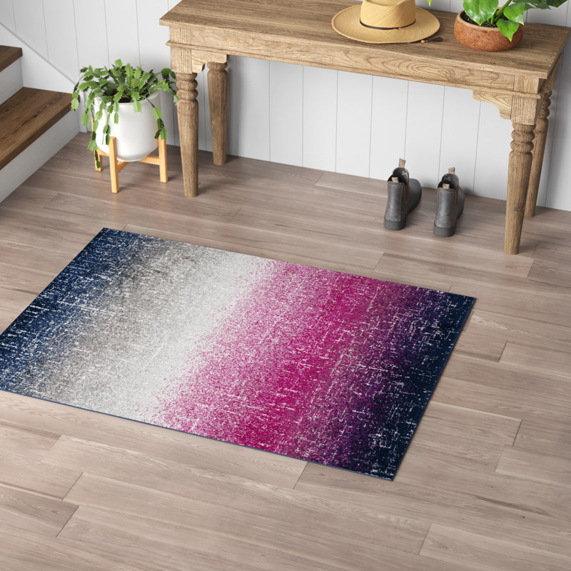 Christa Fuchsia/Navy Area Rug, Rectangle 3' x 5'