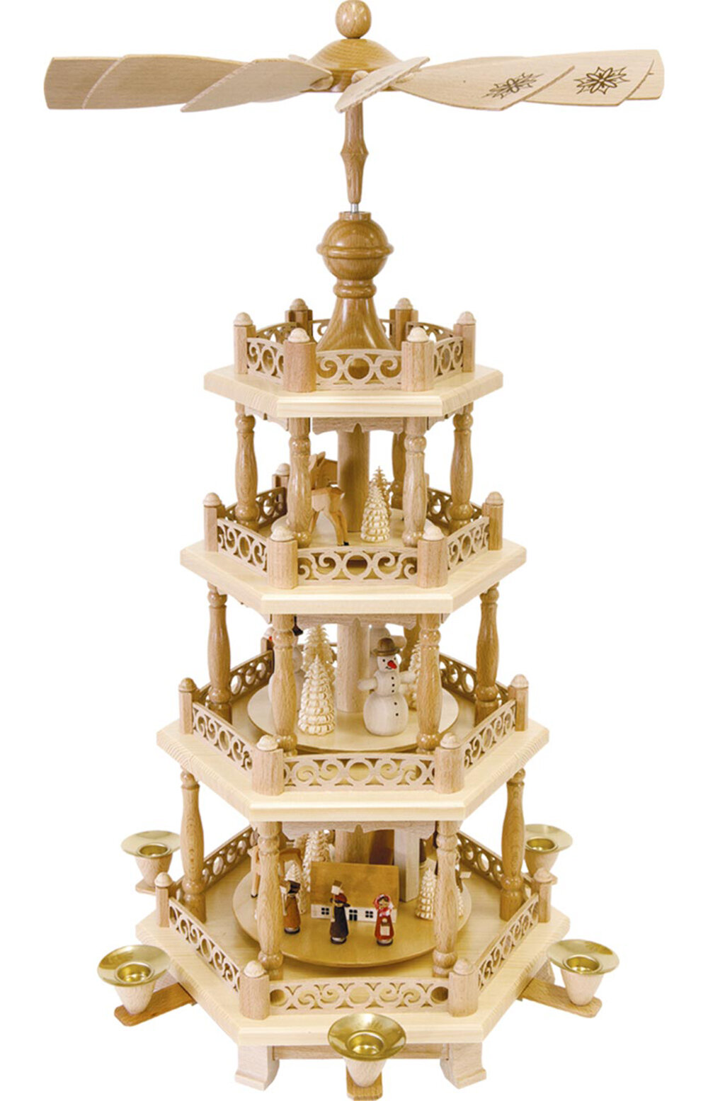 Richard Glaesser 4 Tier Wood Seiffen Church Pyramid Metal Candelabra ...