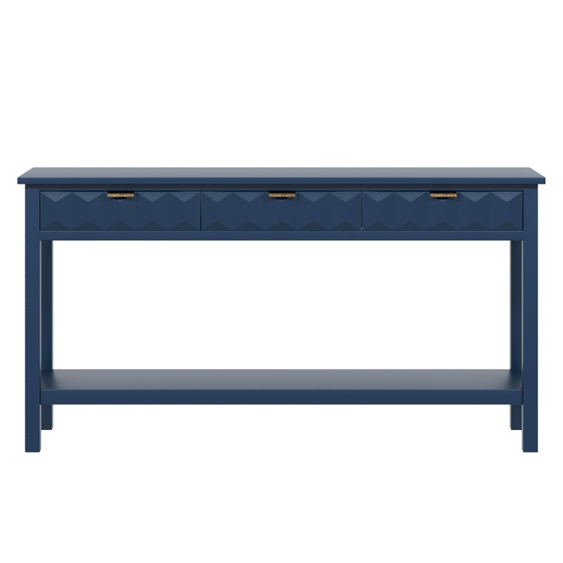 60" Modern Stylish Console Table With 3 Drawers And Solid Fir Legs