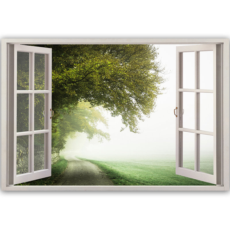 Foggy Tree View of a Window - Wrapped Canvas Art Print, 80cm H x 120cm W