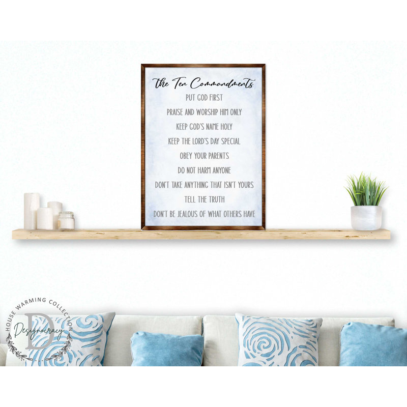 Les dix commandements par GDeBrekht - Cadre photo, art textuel sur bois, H 22 po x l 17 po x P 0,5 po