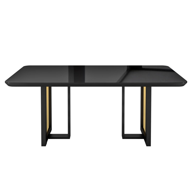 Wrought Studio™ Black Modern 6 Seater Dining Table With Tempered Glass ...