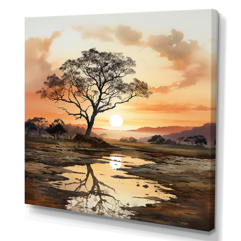 Silhouette solitude du désert, Toile tendue, H 30 po x l 30 po x P 1 po
