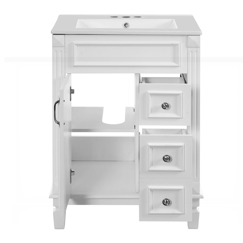 Meuble-lavabo 24 po avec lavabo en céramique, Blanc