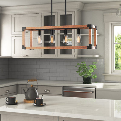 Aalyah 4 - Light Black/Wood Kitchen Island Pendant