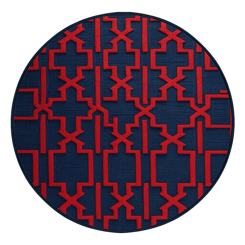 Machine Washable Trellis Blue Area Rug