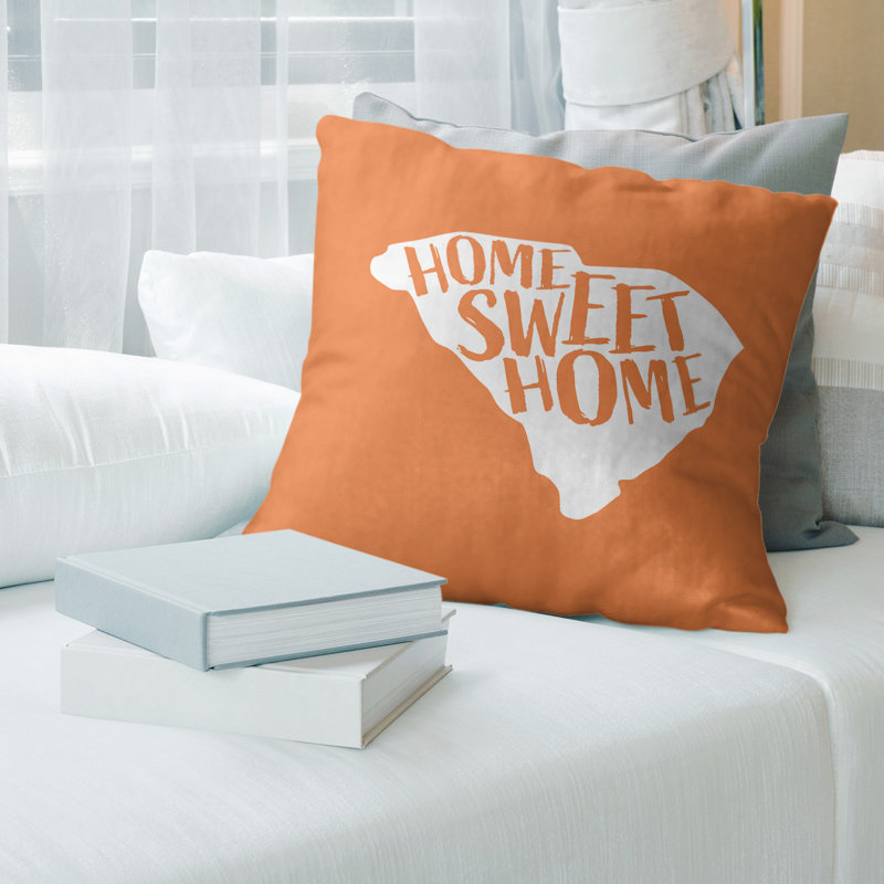 Coussin en lin us villes & states, 16 po x 1 po, Caroline du Sud, Orange