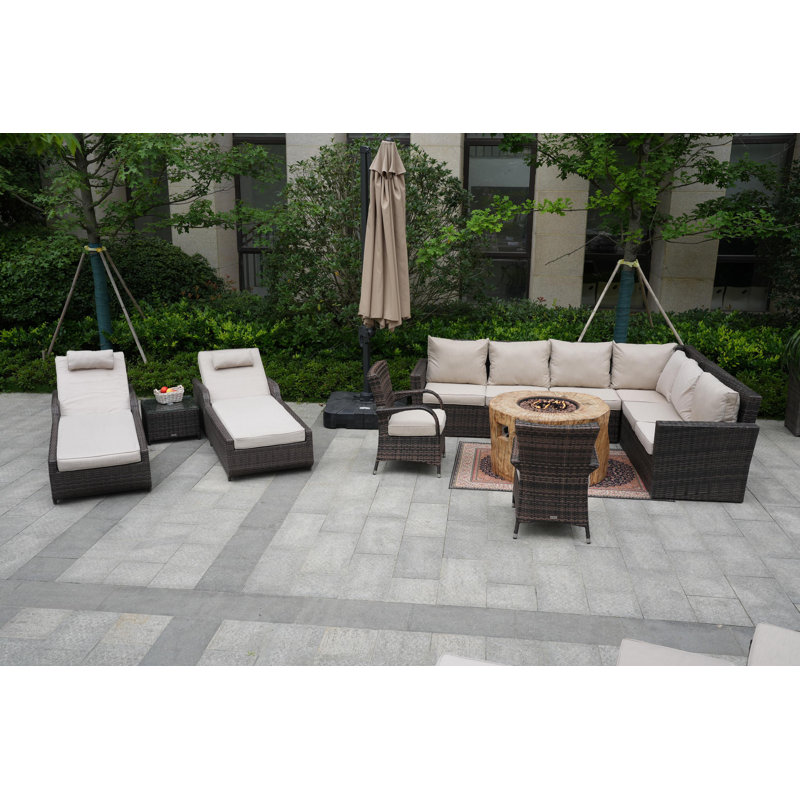 Almanza 10 - Person Patio Conversation Set with Cushions