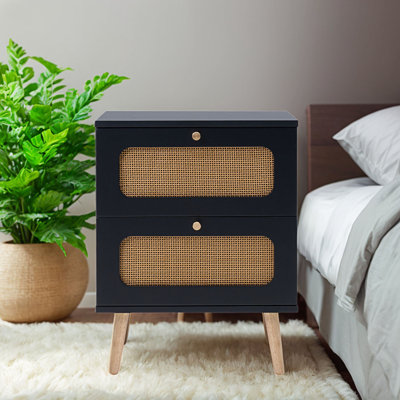 2-Drawers  Rattan Nightstand