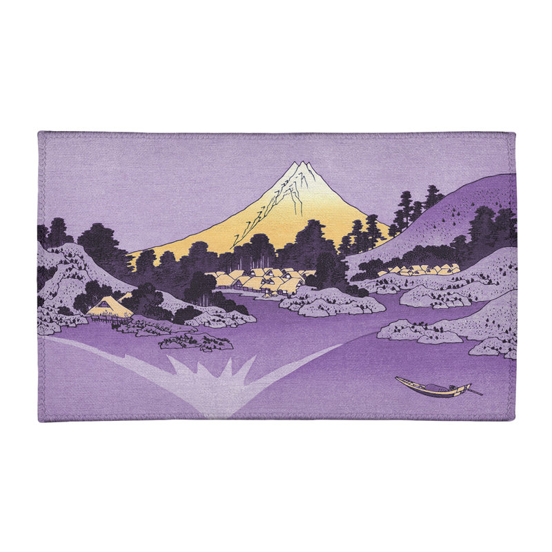 Tapis mauve / jaune Mt. Fuji Reflection in Lake Kawaguchi, Rectangle 2 pi x 3 pi