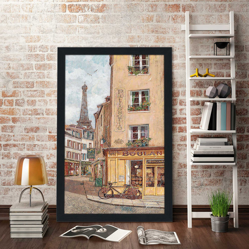 Achats à Paris II par Roy Avis - Peinture, Cadre espresso, H 49,5 po x l 33,5 po x P 1 po