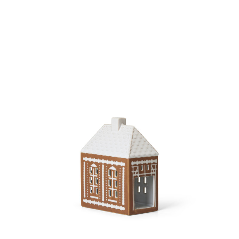 Gingerbread 6.1" Stoneware Tabletop Lantern