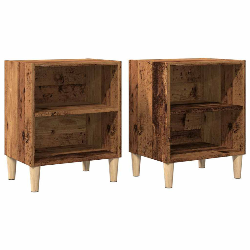 Leitha 40cm W Manufactured Wood Bedside Table, Old Wood