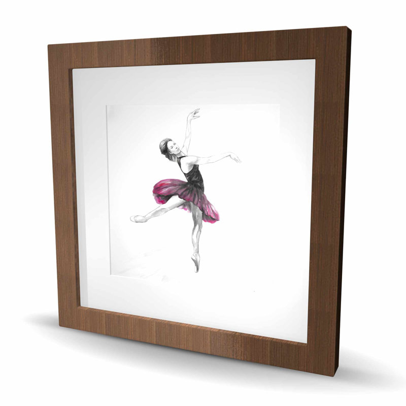 Petite ballerine rose - reproduction matte encadrée pour le décor de la chambre à coucher, Brown, 16" H x 16" W