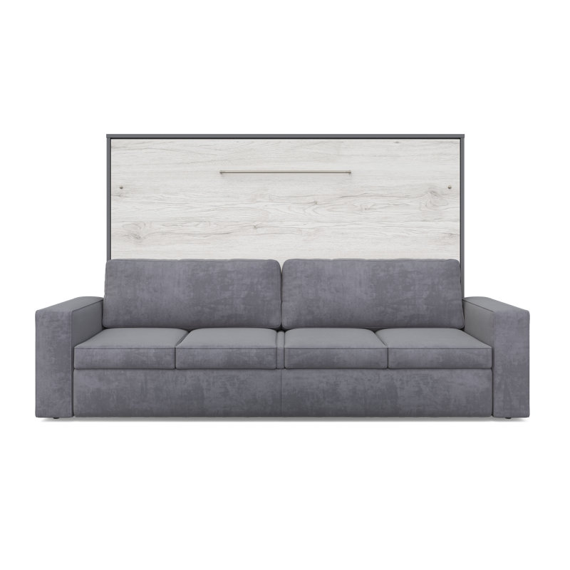Luzdari Velvet Sofa, Grey/Oak Monaco, Light Grey