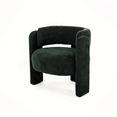 Fauteuil d'appoint moderne à dossier ajouré, fauteuil TextuFabric incurvé en forme de tonneau, fauteuil lounge individuel rembourré à pieds massifs, chaise d'appoint sculpturale unique pour salon, chambre ou bureau