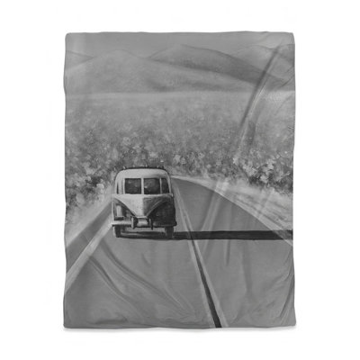 Housse de couette Car on the Road | Décoration de chambre à coucher monochrome