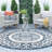 8Ft Round Outdoor Rug Reversible Plastic Straw Rug Lightweight Portable Patio Circle Rugs for RV Camping Deck Backyard and Picnic Denim Blue and White-1947760049-1947760058