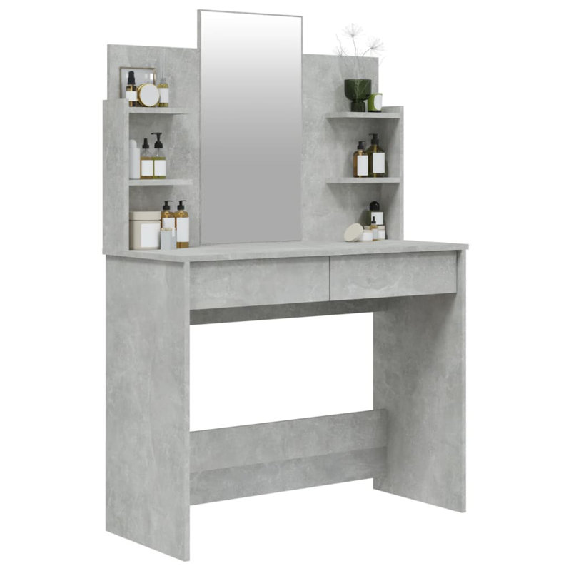 Sartell Dressing Table with Mirror, Concrete Grey