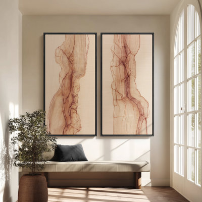 "Natural Wood Grain", ensemble de 2 reproductions d'art encadrées sur toile 60 "x 20" x 2, 60 "x 30" x 2