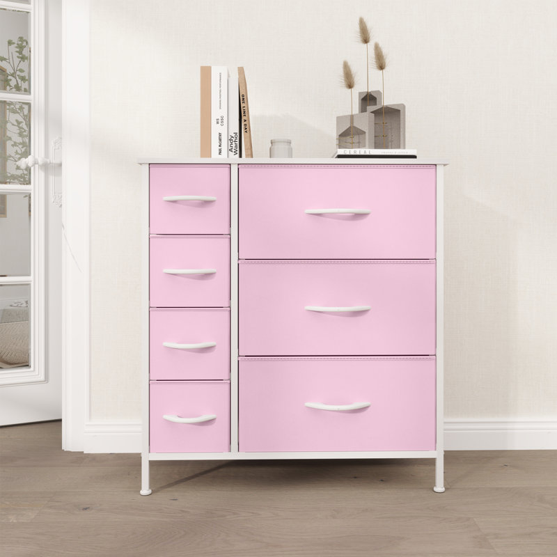 Commode double 7 tiroirs Bosmat, Rose