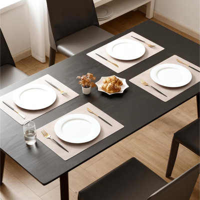 Vinyl Placemats Set Of  Faux Leather 100% Waterproof Oil Proof Wipeable PU Place Mats Heat Resistant Reversible Table Mats For Kitchen Dining Outdoor
