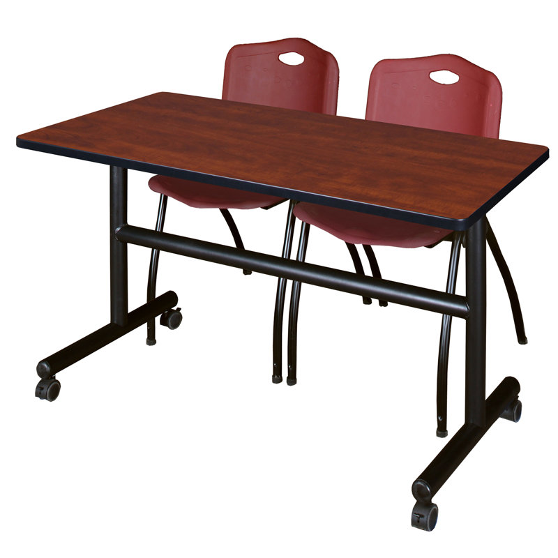 Table gigogne d'appoint Nevjana, 2 chaises empilables, H 29 po x l 60 po x P 30 po, Gris, Bourgogne
