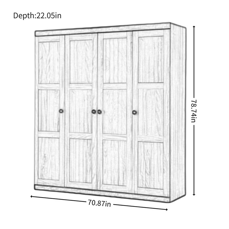 Armoire de salon en bois massif de style américain