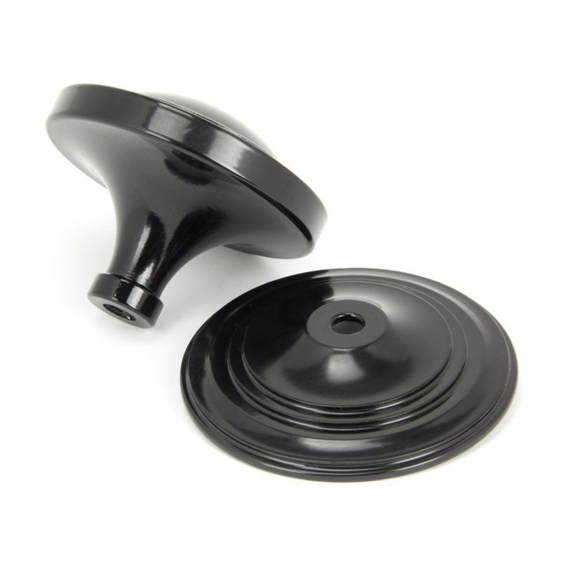 Art Deco Centre Door Knob, Black