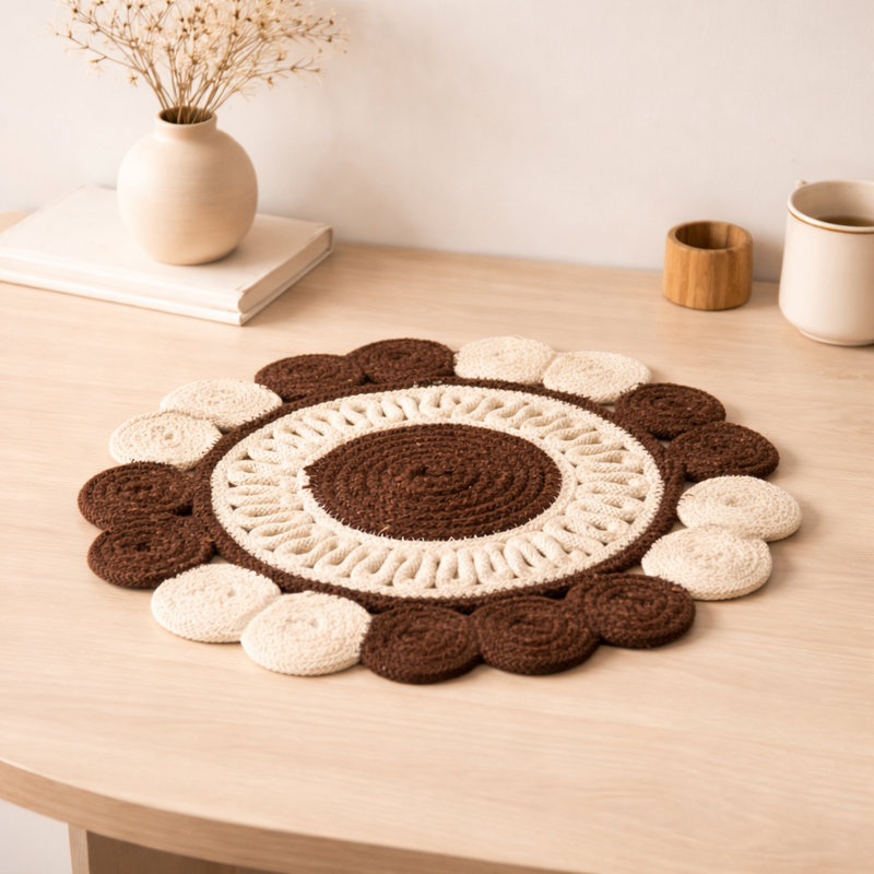 Cotton Floral Placemat, Brown
