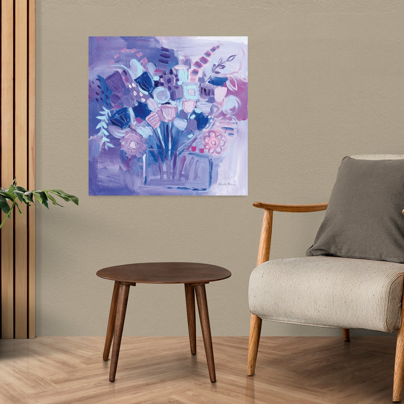 Pastels de jardin contemporains avec art abstrait bleu, H 24 po x l 24 po