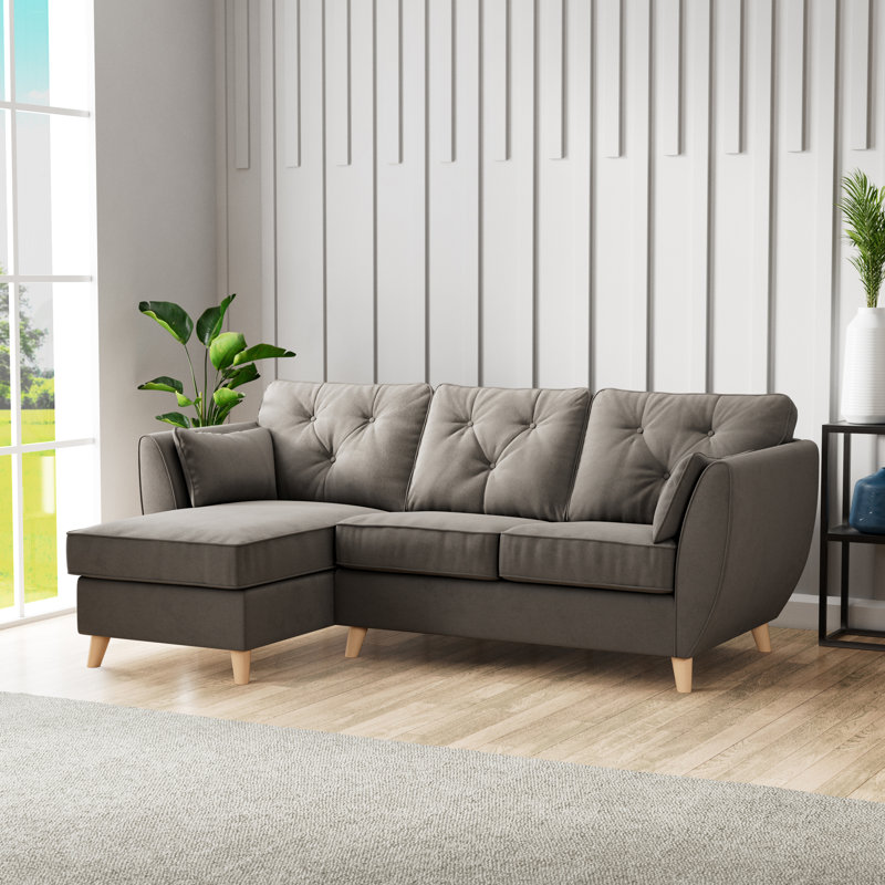 HOXTON CHAISE FOAM MALIA FOOT, Left Hand Facing, Beige Wood, Asphalt
