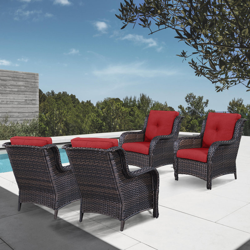 Bonia Outdoor Lounge Chair, Red, Brown
