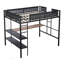 Lit mezzanine double en métal avec bureau, tablettes et garde-corps pour une efficacité et une sécurité maximales