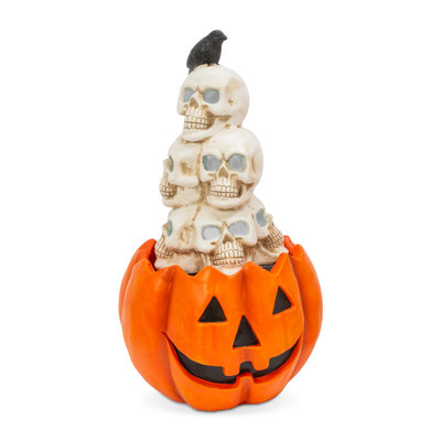 23 in. Illuminating Smoking Halloween Skulls on Jack o Lanterns