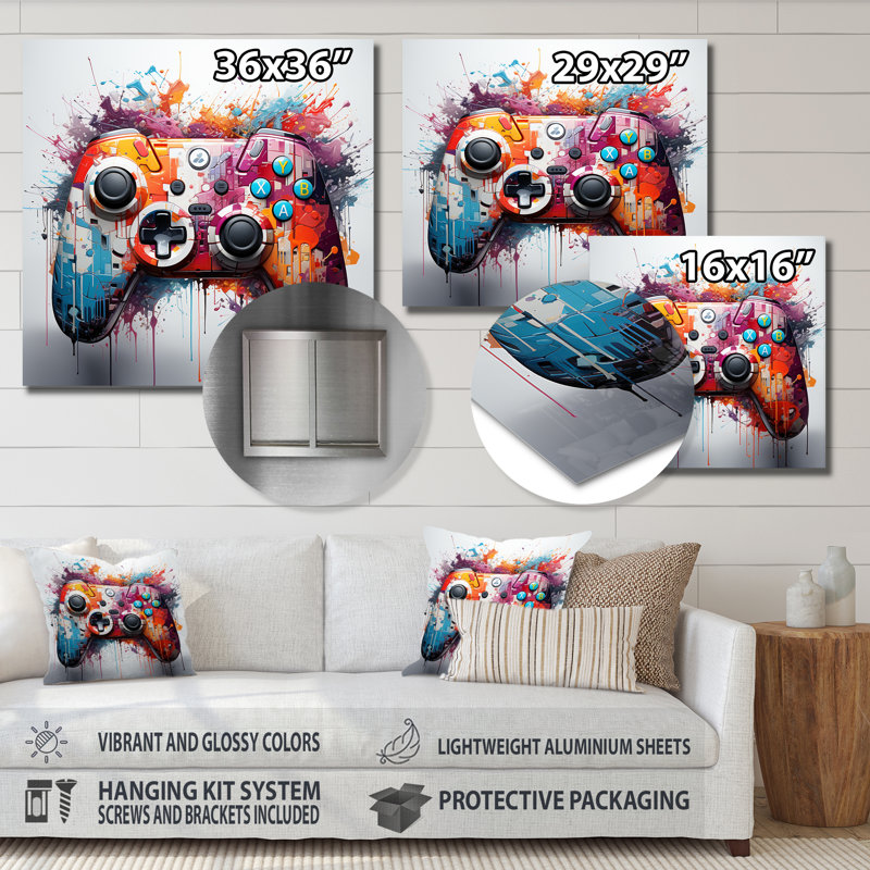 Manette de jeu colorée, H 16 po x l 16 po