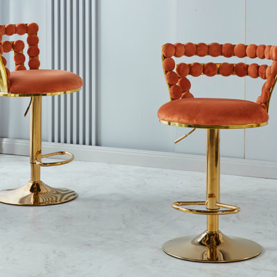 Chaise de bar moderne (ensemble de 2) avec pieds en tube de fer, coussins moelleux et dossier confortable, convient à la salle à manger, au salon, au tabouret de bar