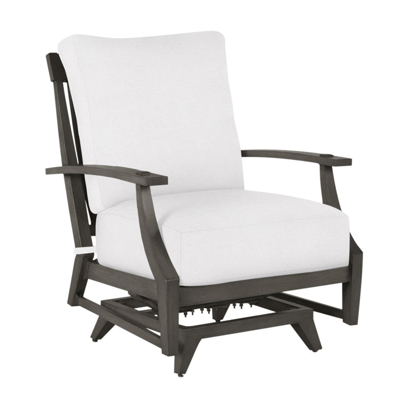 Croquet Patio Chair with Cushions, Slate Gray, No Welt, Snow Sunbrella® Linen