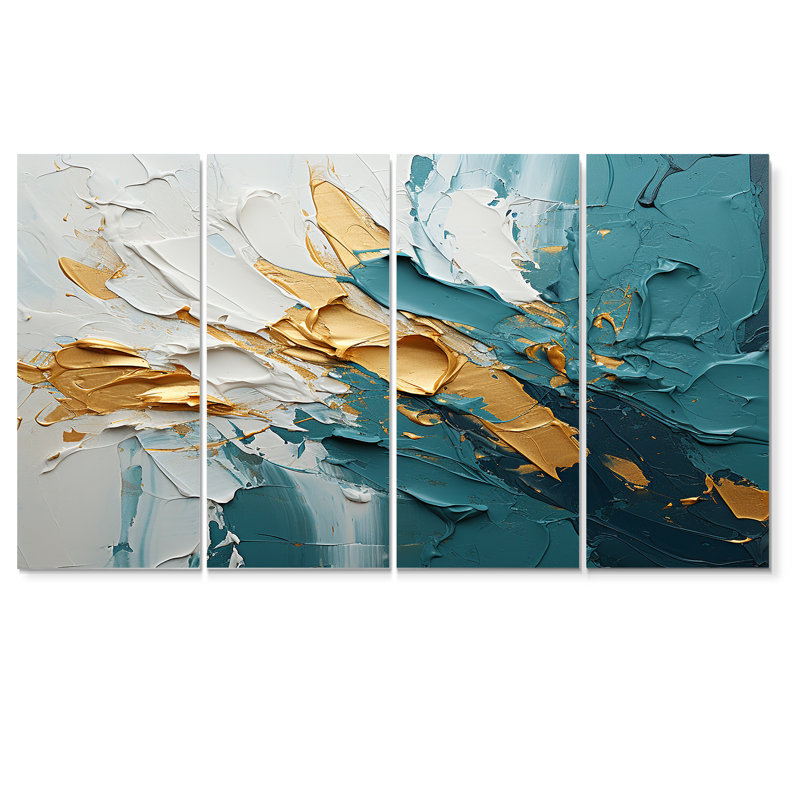 Lailah - art mural de vagues côtières pour le salon, 4 pièces, H 28 po x l 48 po