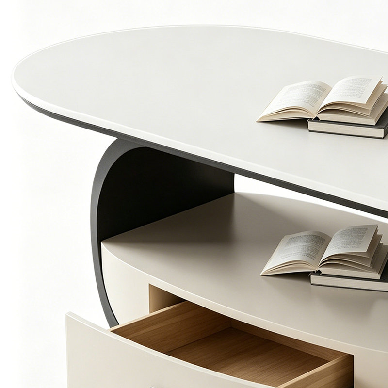 Italian Minimal Creative Coffee Table, 15.74" H x 39.37" L x 21.65" W, White