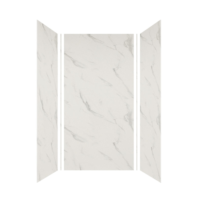 Ensemble de panneau de douche 3 pièces à surface solide Expressions, 72 po de hauteur, H 72 po x l 36 po x P 36 po, Bianca