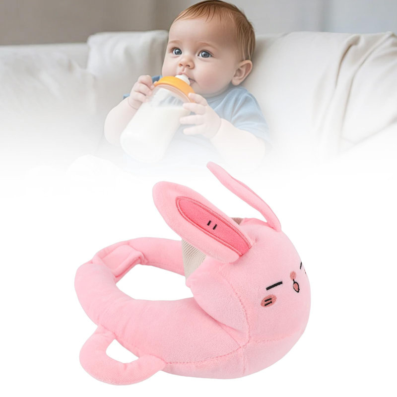 Coussin de bouteille Aide à l'allaitement Bouteille ergonomique lavable pour les bébés qui libèrent vos mains, Pink