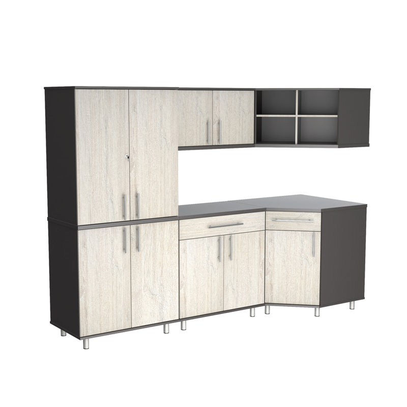 5 Piece Storage System, Chantilly Oak/Dark Gray