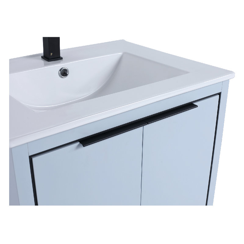 24'' Single Bathroom Vanity Set, Matte Black, Pastel Blue