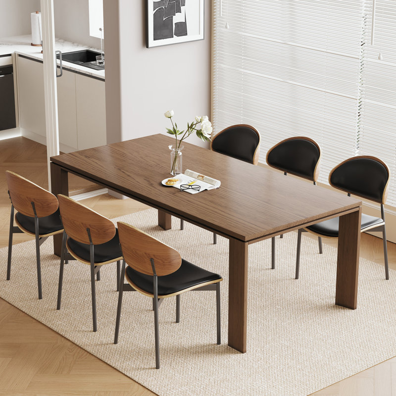 Table de salle à manger 70,86 "en bois massif, convenant à 8 à 10 personnes, couleur noyer