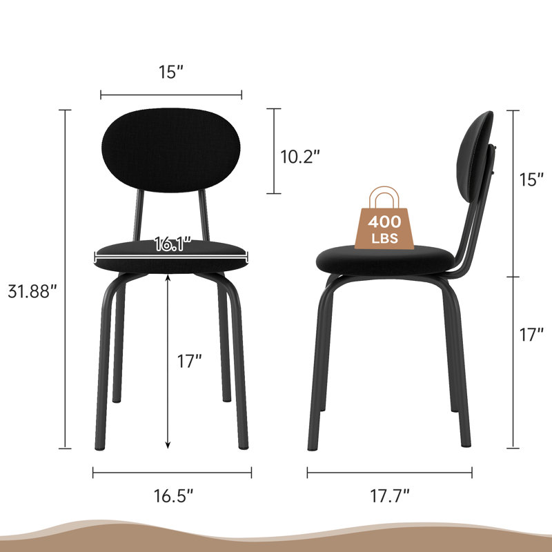 Stackable Dining Chairs Set of 4, Stackable Waiting Room Chairs, Black