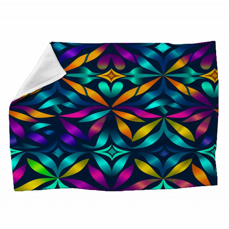 Machine Printed Throw Blanket, 60" L x 50" W, Geometric, Pink/Orange/Blue